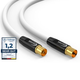 RedStar24 Antenna Cable 10 m White - Male to Female Coaxial IEC - Premium HDTV Coaxial Cable for Cable TV | TV Cable: Compatible with TV, Radio, DVB-T/T2, DVB-C, DAB