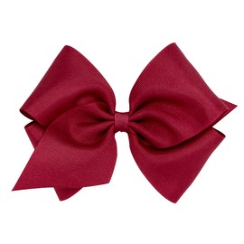 Wee Ones Girls' Classic Grosgrain Hair Bows on a WeeStay No-Slip Hair Clip, Handmade, Mini King Sized Bow, Cranberry