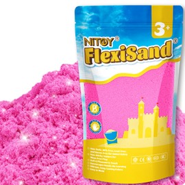 NiToy FlexiSand Value Pack Colored Moldable Self-Sticking Sand, Never Dries Out Fun for 3 Years and Up Kids, Bulk Refill for Sensory Sand Box Toys, Ideal for Shaping and Molding (2.2lbs, Hot Pink)