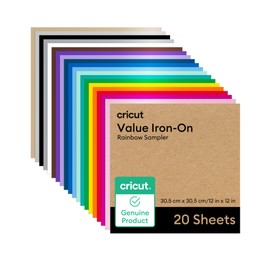 Cricut Cricut? Value Iron-On, Rainbow Sampler - 12 in x 12 in (20 ct)- HTV Heat Transfer Vinyl