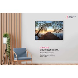 Panther Print Fine Art Prints Beautiful Sunrise on Lake with a Bridge Artistic Unframed Poster, Pictures for Home Walls, Bedroom, Living Room & Bathroom Decor 31x20cm (12x8in)