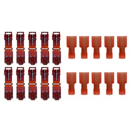 baytronic T-Junction Connector Quick Connector 10x T-Quick Connector Red + 10x Fully Insulated Flat Connector Red