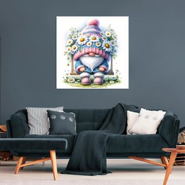 Tiwabb Gnome Flower Diamond Art Kits for Adults Beginners,Diamond Painting Kits for Adults,5D Full Drill DIY Diamond Dot Gem Art Kit Wall Home Decor Arts Craft 12x12 inch