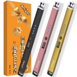 Christmas Stocking Stuffers - 3 Pack Electric Lighter, Birthday Gifts for Women Mom Men Wife Sister, Rechargeable USB Arc Long Candle Lighters for Candle Camping BBQ