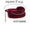 Wriidy Fur Leather Belt Red Women Punk Belt Wide Bead