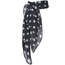 Hip Hop 50's Shop Sheer Chiffon Scarf Vintage Style Accessory for Women and Children (Black Polka Dot)