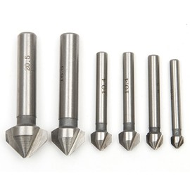 MALAYAS 3 flute 90° HSS Chamfer Cutter End Mill Drill Milling Cutting Tool Set Pack of 6pcs