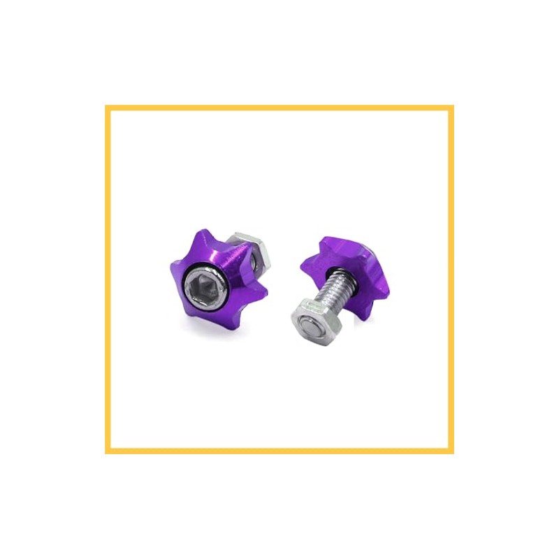REPAIROCK 4Pcs Purple Metal 6mm Thread Motorcycle Hexagon License Plate