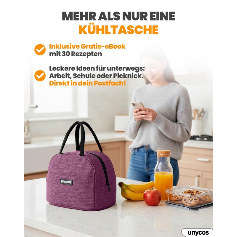 unycos Cooler Bag for Lunch, Thermal Bag with Insulating Layer,