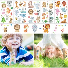 KIHONI 200+ Glitter Tattoo Set, Children's Tattoos, Girls, Temporary Stick-On Children's Tattoos, Glitter Tattoos, Party Bags, Children's Birthday Party Bags