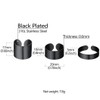 Black Mens Ring Set 5mm/10mm/17mm Wide Adjustable Stackable Rings Stainless
