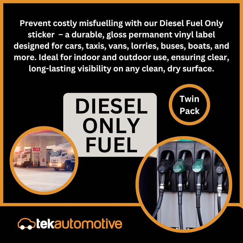Tek Automotive Diesel Fuel Only Sticker – Twin Pack –