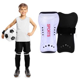 Youth Soccer Shin Guards for Kids Child Calf Protective Gear Soccer Equipment Soccer Shin Pads Calf Sleeves Protection for 3-5,5-10,10-15 Years Old Boys Girls Children (White, S 3-5 Years Old)