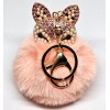 Adorable Kitty CAT Pink PUFF Rhinestone PURSE CHARM Clip On
