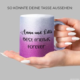glitzertassen.de® | Personalisiert mit deinem Wunschtext | Tasse mit Glitzer | Geschenkidee | Geburtstag | Kaffeetasse | lustige Sprüche | Keramik | 330 ml | Silberviolett
