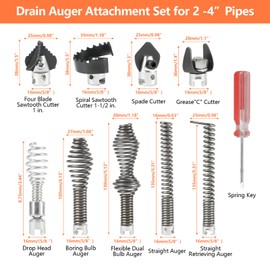 Drain Cleaner Cutter Head, 10pcs Drain Cleaner Combination Cutter Head Set, Pipeline Dredging Machine Cutting Head, Manganese Steel Drain Cutting Head Tools for Drain Augers