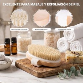 Triko Cepillo Corporal de cerdas naturales de madera para masaje y exfoliación de piel, Cepillo para baño y cuidado de la piel, Ducha, Cepillo de...  
