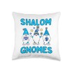 Shalom Gnomes Blue Hats Hanukkah Gnomes Gnomies Throw Pillow