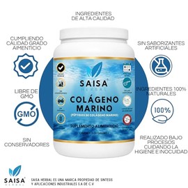 Colgeno Marino Pptidos 500 g  100 Puro  Saisa Herbal  Hidrolizado Alta Absorcin  Piel, Articulaciones, Cabello y Uas  Sin Sabor                       