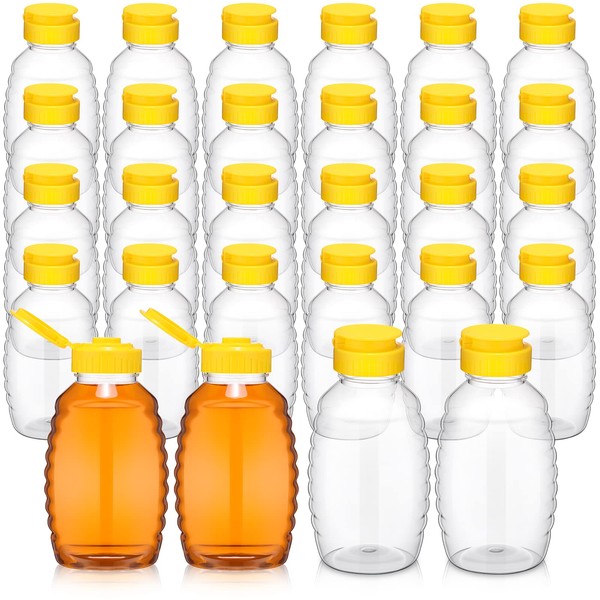 24 Pcs Clear Plastic Honey Bottles Plastic Skep Style Jar