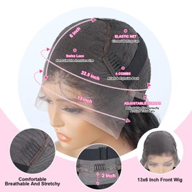 kopink 20 Inch 13x6 Lace Front Wigs Human Hair 220% Density Body Wave HD Lace Front Wigs Human Hair Pre Plucked with Baby Hair Natural Black Glueless 13x6 Full Lace Frontal Wigs For Women