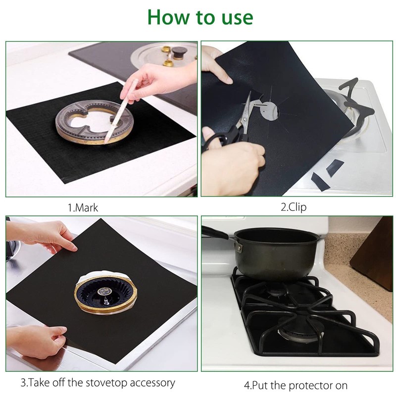 6 Pieces Stove Top Covers, Reusable, Non-Stick, Stove Burner Foils,