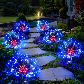Anordsem Solar Lights Outdoor Waterproof: Garden Light Solar Powered for Yard Outside - LED Sparkler Fireworks Colorful Lighting Patio Decor 6 Pack - Gardening Gifts for Women Men Gardener