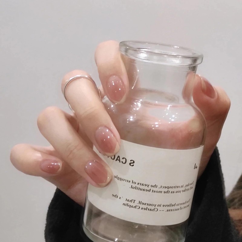 Nail Tip, Short, 24 Pieces, Medium, False Nails, Gradient, Pink,