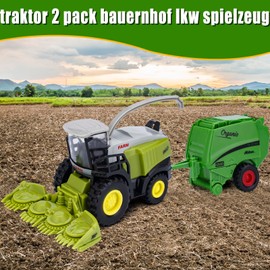 VBACALA Die-Cast Tractor Toy, Tractor with Trailer Combine Harvester Set, Combine Harvester Toy, Farm Vehicle Model Tractor Toy from 3 Years Boys Girls Children