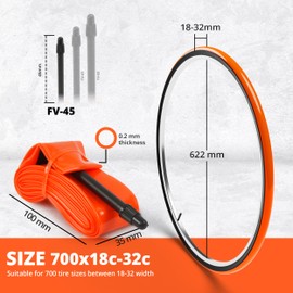 IMPALAPRO Ultralight TPU Inner Tube 700C 28g Compatible with 700x18/23/25/28/30/32C Presta Valve 45/65/85mm -TPU Road Bicycle Tire 28'' - 700C Bike Inner Tube - Road Bike Inner Tube (1Pcs - Val 45mm)
