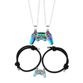 Mutual Attraction Game Controller Necklace for Couple Matching Console Handle Pendant for Best Friends Friendship Valentine's Gifts Him and Her Lovers BFF Jewelry-colorful set