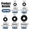 220 Pcs Flat Rubber Washers Assortment Kit,Black Rubber Flat Washer