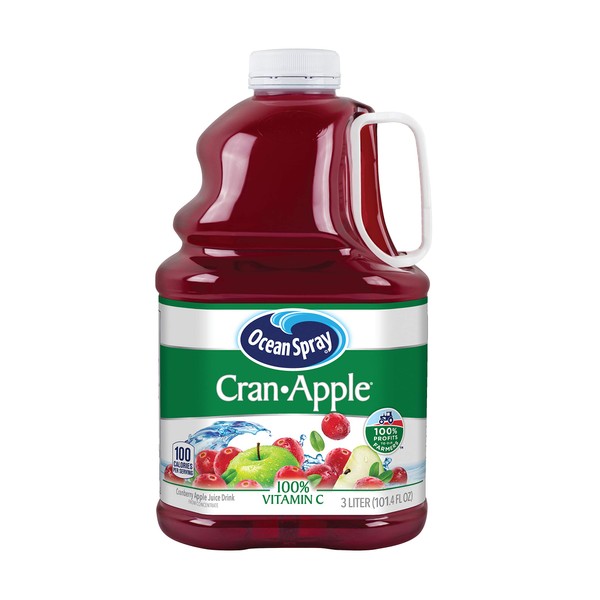 Ocean Spray Cranberry Apple Juice Drink, 101.4 Fl Oz, 3 Liter Bottle (Pack of 6)