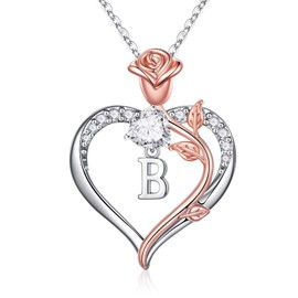 STORUP Birthday Gifts for Women Teen Girls - Rose Heart Initial B Necklaces for Women Wife Sister Birthday Gift Ideas 40th 50th 60th 70th Birthday Gifts for Women Her Mom Teen Girls