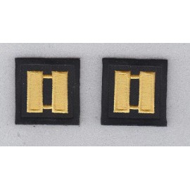 CAPT Captain MEDIUM GOLD on BLACK collar lapel patches 1.5" LARGE