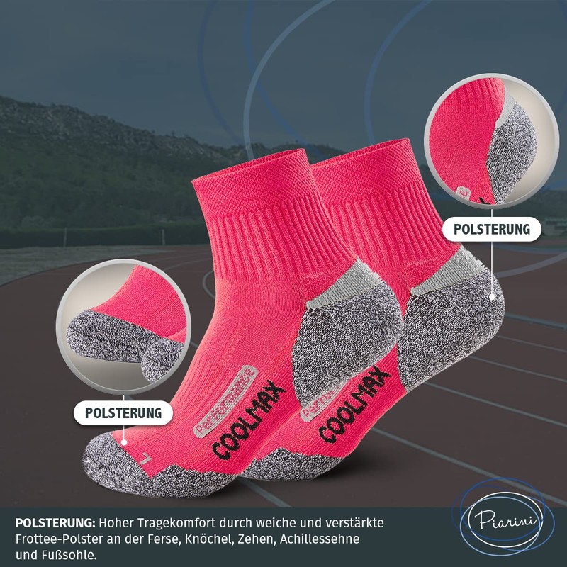 Piarini 2 Paar Coolmax Wandersocken Trekking Socken Funktionssocken kurz -