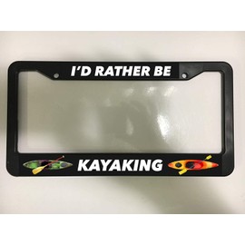 First Rober Aluminum Alloy ID Rather BE Kayaking Boating River Lake Kayak US Chrome Black License Plate Frame New Holder