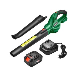 Cordless Leaf Blower, Leaf Blower with Battery and Charger, 2 X 21V 2.0Ah Small Electric Leaf Blower, 2-in-1 Portable Mini Leaf Blower & Vacuum for Lawn Care, Dust Blowing