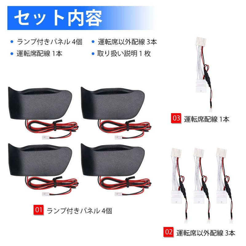 BUYFULL Prius 50 Series Front and Rear Door Handle, Illumination,