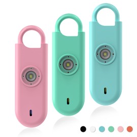 Fauxomor 140dB Personal Safety Alarm for Women, 3 Pack Safe Alarm Protection Keychain with Strobe Light & Low Battery Notice, Security Siren Self Defense for Seniors College Girls, Blue+Green+Pink