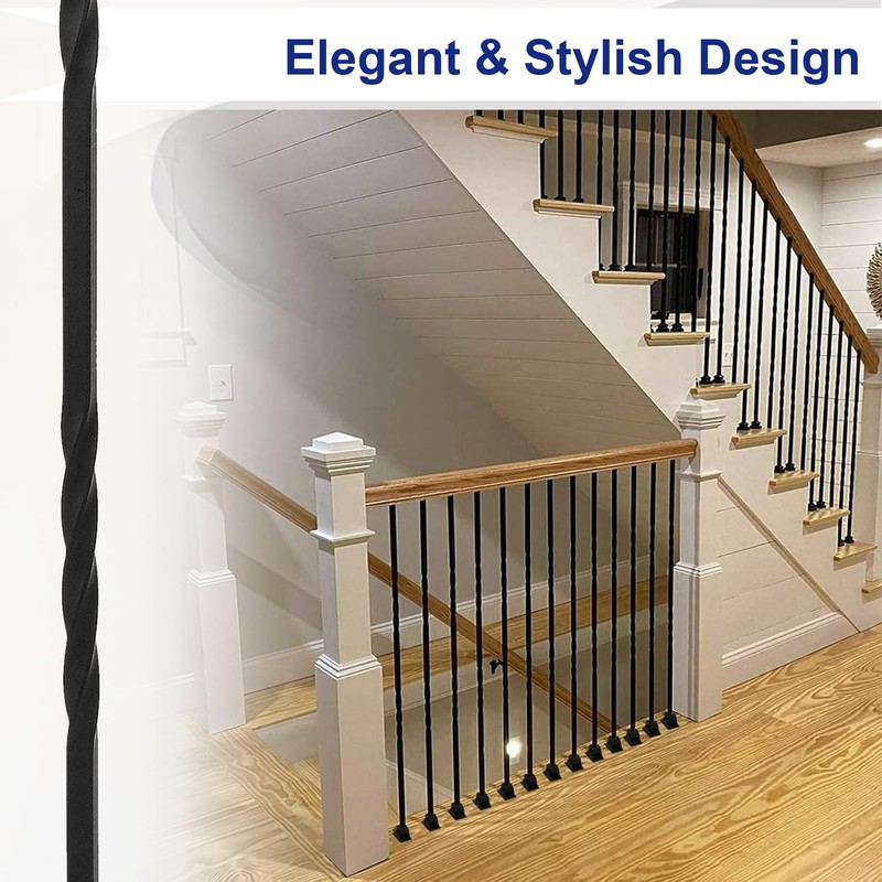 Sidasu 10-Pack 44" x 1/2" Wrought Iron Balusters for Stairs,