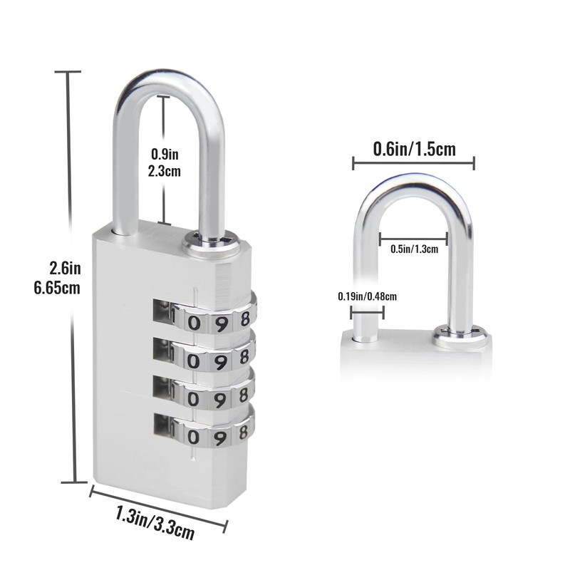 SISAV 4-Digit Aluminum Combination Padlock for Gym,School Lockers,Toolbox,Fence Gate,and Employee