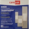 CarePak Sheer Adhesive Bandages Assorted Sizes Non-Stick Pad 80 Ct/Box