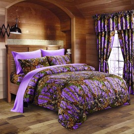 Regal Comfort PURPLE CAMO SHEET SET!! FULL SIZE BEDDING 6 PC CAMOUFLAGE LIGHT DEEP WOODS
