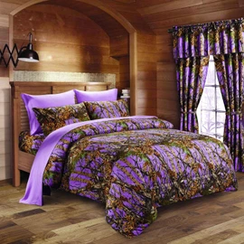 Regal Comfort PURPLE CAMO SHEET SET!! FULL SIZE BEDDING 6 PC CAMOUFLAGE LIGHT DEEP WOODS