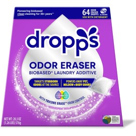 Dropps Odor Eraser Pods (64 Count) - Powered by TriCore Erase | Use With Detergent | Odor Remover | For Sweat, Musty Towels, Mildew, Pet & Body Odors |