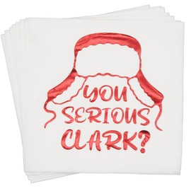 You Serious Clark Napkins, Funny Christmas Napkins, Christmas Party Decorations, Christmas Vacation Party Decorations, ZJ National Christmas Holiday Party Decorations (5 x 5 In, Red Foil, 50-Pack)