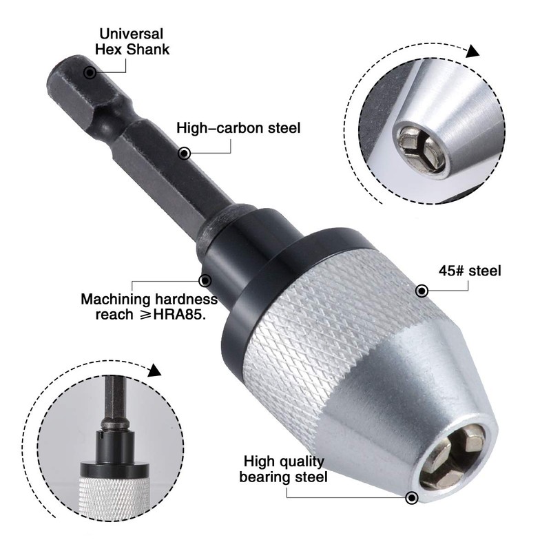 KATUR Keyless Drill Chuck Quick Change Adapter Converter 1/4 Inch