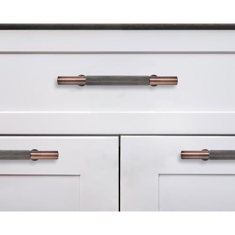 khtumeware 10 Pack 3-3/4 Inch(96mm) Drawer Handles Knurled Brushed Antique