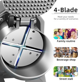 INSELY 4-Blade Ice Shaver Snow Cone Maker Prevent Splash Stainless Steel ice crusher Machine,200lbs/hr with Ice Pick for Home and Commercial Use（Silver）